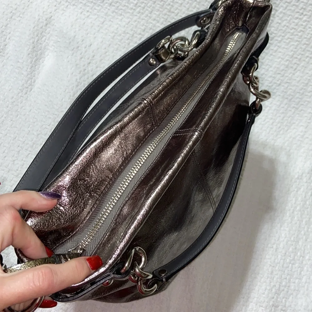 Like new COACH F17165 BROOKE PEWTER METALLIC HOBO/SATCHEL BAG - REMOVABLE STRAPS